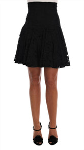 Dolce & Gabbana Black Floral Cutout Lace A-Line Skirt -   -  Dolce & Gabbana.